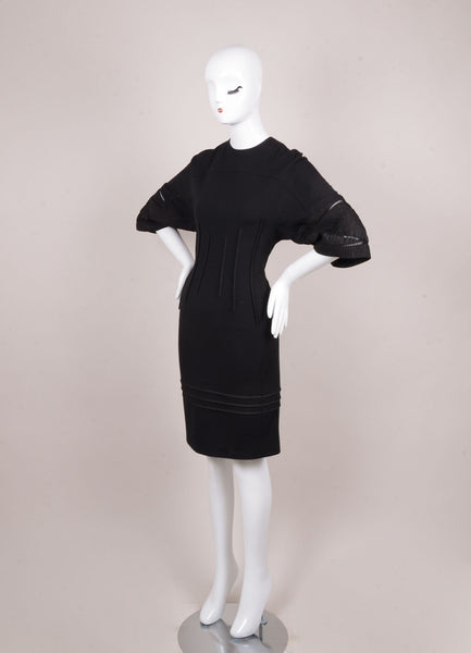 Black Wool Dress With Embellished Sleeves