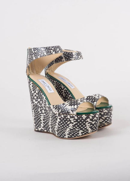 Snakeskin Platform Wedge Sandals