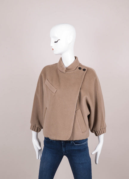 Grey Dolman Sleeve Wrap Front Jacket