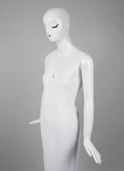 New With Tags White Bandage V Neck Sleeveless Bodycon Dress