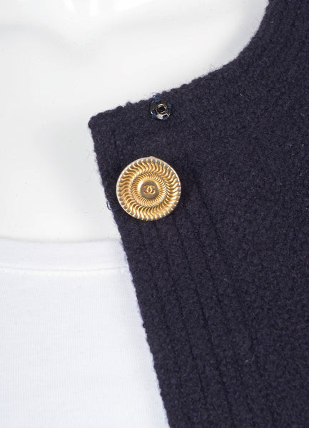 Navy and Gold Long Sleeve Knit Jacket