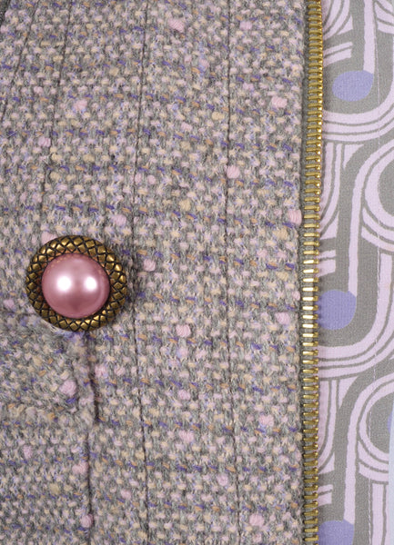 Lavender Tweed Jacket With Statement Buttons