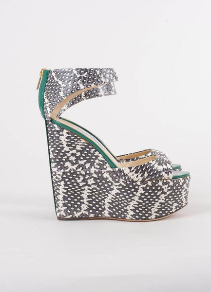 Snakeskin Platform Wedge Sandals