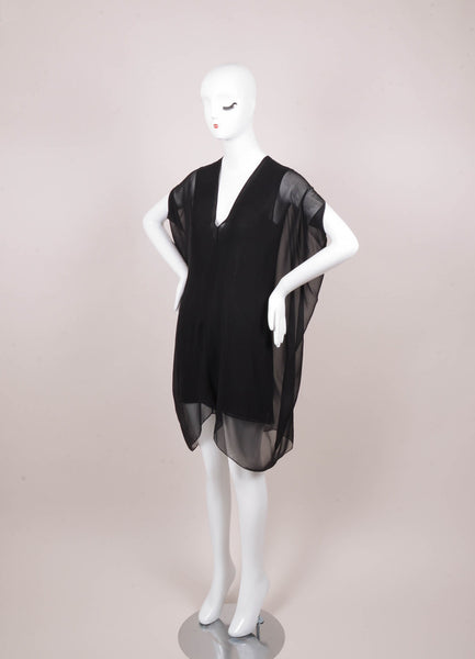 New With Tags Black Sheer Chiffon Layered Tank Dress