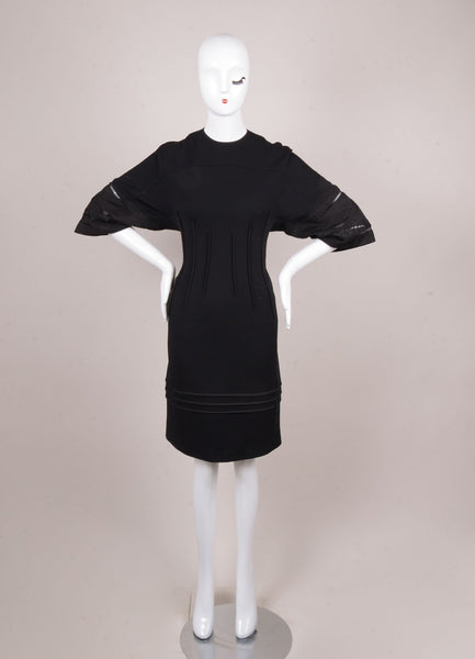 Black Wool Dress With Embellished Sleeves