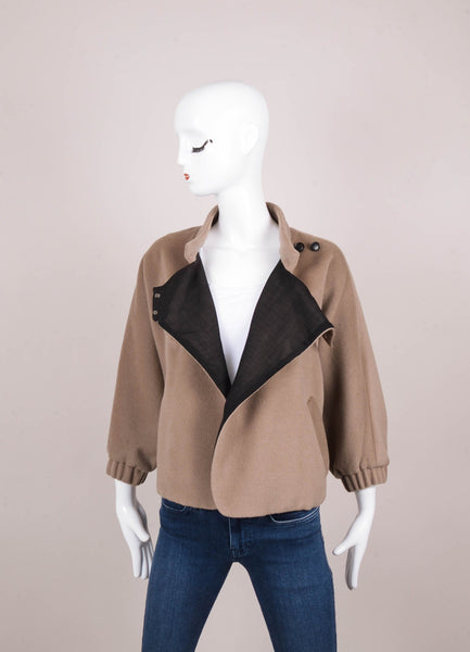 Grey Dolman Sleeve Wrap Front Jacket