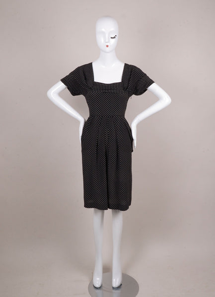 Black and White Polka Dot Silk Dress