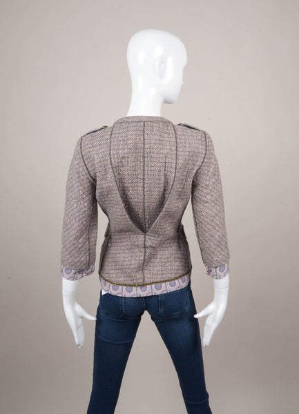 Lavender Tweed Jacket With Statement Buttons