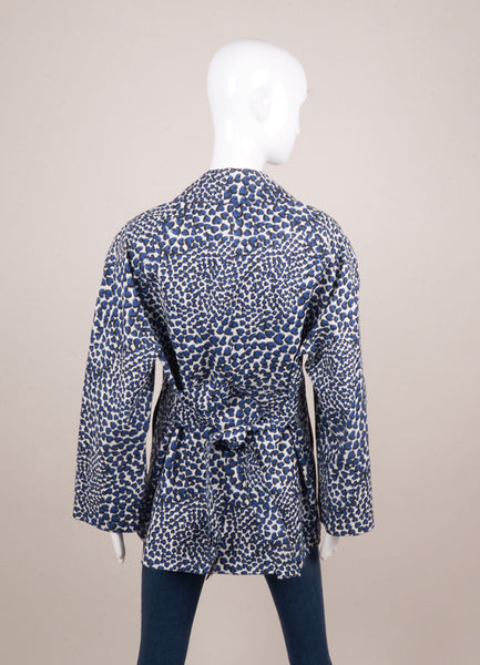 Blue and White Heart Print Cotton Jacket