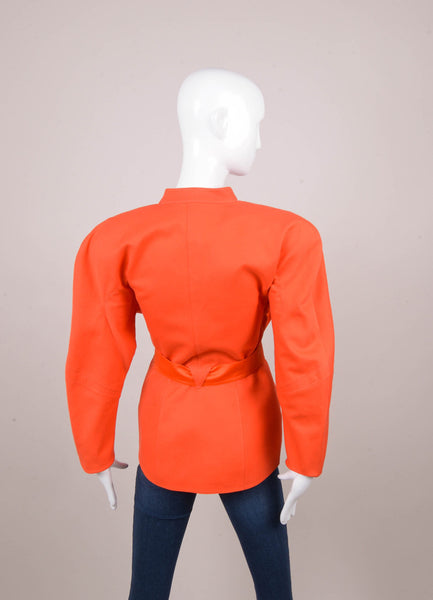 Orange Belted Peplum Cotton Jacket