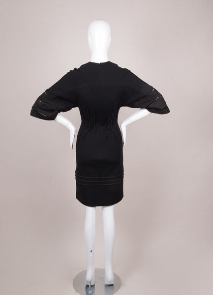 Black Wool Dress With Embellished Sleeves