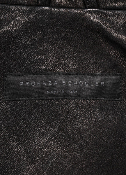 Black Funnel Collar Leather Jacket
