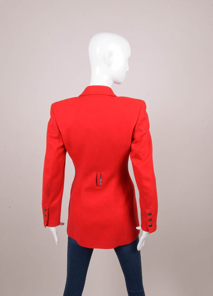 Red Blazer With Waist Slits