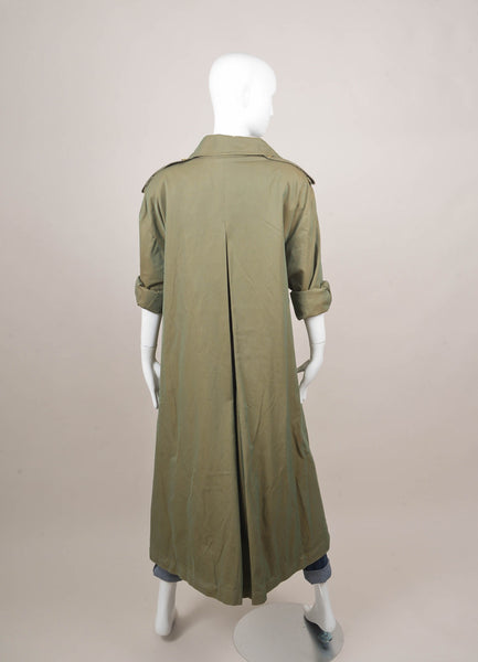 Green and Gold "CC" Button Double Breasted Military Trench Coat