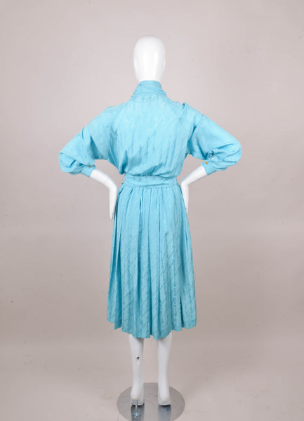 Blue Silk Dress With Tie