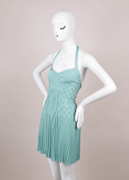 New With Tags Mint Green Pleated Halter Dress