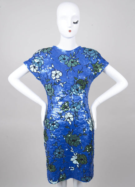 Floral Sequin Cap Sleeve Bodycon Dress