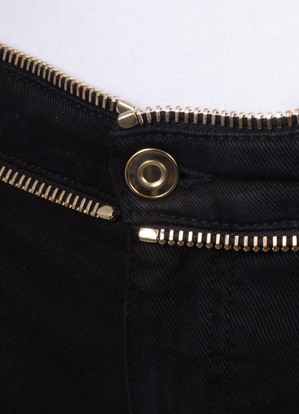 Black Skinny Jeans With Silver Zipper Trim