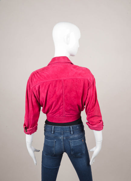 Magenta Pink Cropped Suede Jacket