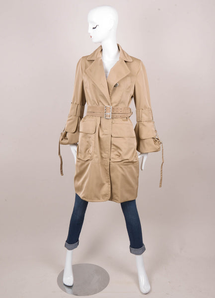 New With Tags Khaki Bell Sleeve Double Breasted Utility Trench Coat