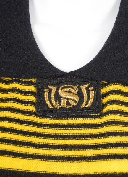 Navy and Yellow Striped Short Sleeve Sweater and Skirt Set