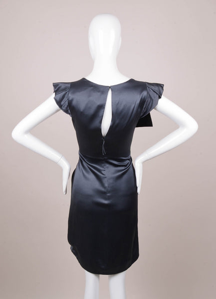 Forest Green Silk Cap Sleeve Drape Gathered Dress