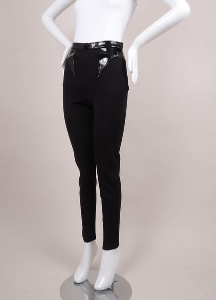 Black Pants With Patent Leather Stye Details