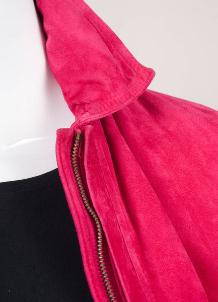 Magenta Pink Cropped Suede Jacket