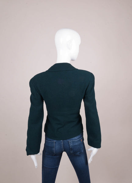 Dark Green Tweed Double Breasted Jacket