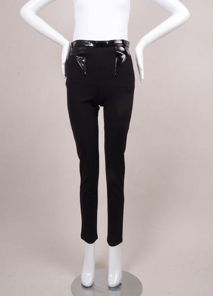 Black Pants With Patent Leather Stye Details