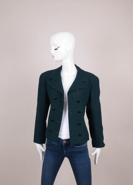 Dark Green Tweed Double Breasted Jacket