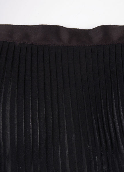 Black Semi Sheer Pleated Crop Tank