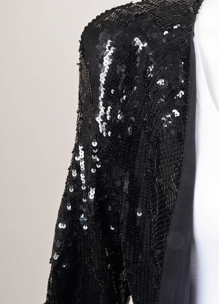 Black Long Sleeve Cropped Sequin Jacket