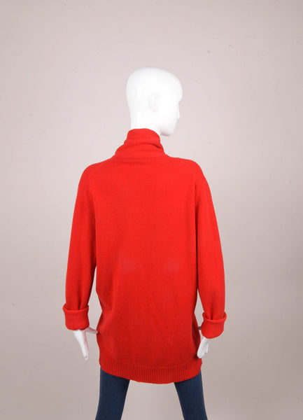 Red Oversized Knit Decorative Buttoned Long Sleeve Cardigan