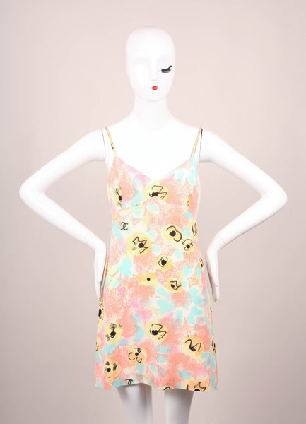 Silk Floral Print Spaghetti Strap Dress