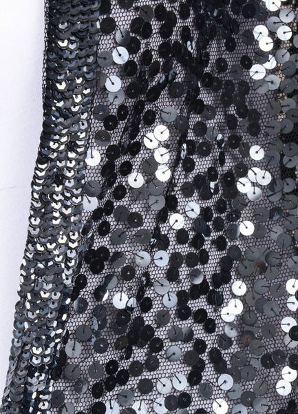 Vintage Black and Grey Sequined Mesh Mid Sleeve Jacket