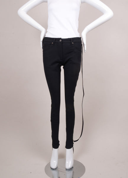 Black Zipper Embellished Pants