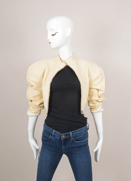 Cream Cropped Wool Jacket