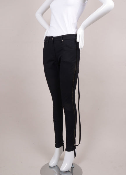 Black Zipper Embellished Pants