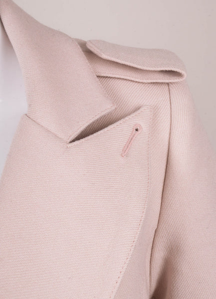 Pale Pink Double Breasted Structured Wool Mini Coat