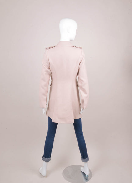 Pale Pink Double Breasted Structured Wool Mini Coat