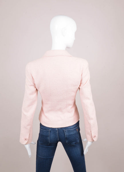 Light Pink Textured Cotton Buttoned Jacket