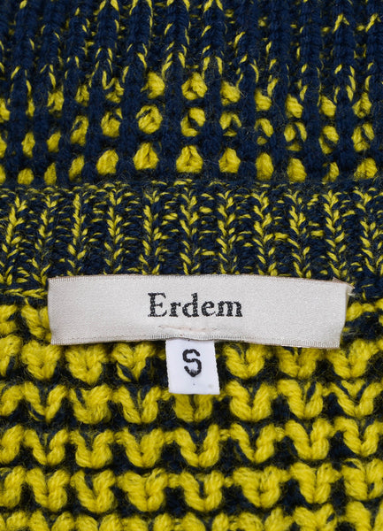 Neon Yellow and Black Mixed Knit Short Sleeve Sweater