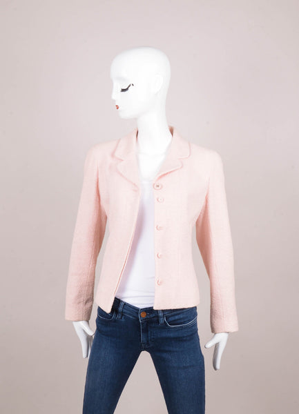 Light Pink Textured Cotton Buttoned Jacket