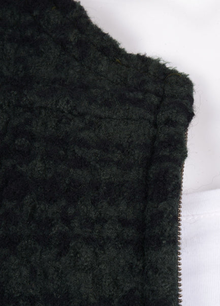 Black and Green Wool Textured Knit Wool Swing Jacket