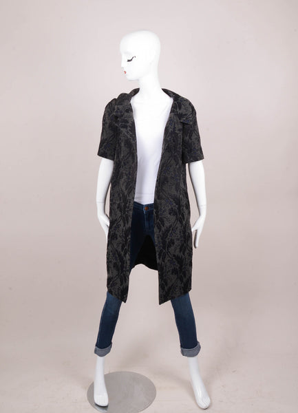 Grey, Black, and Navy Floral Short Sleeve Jacket