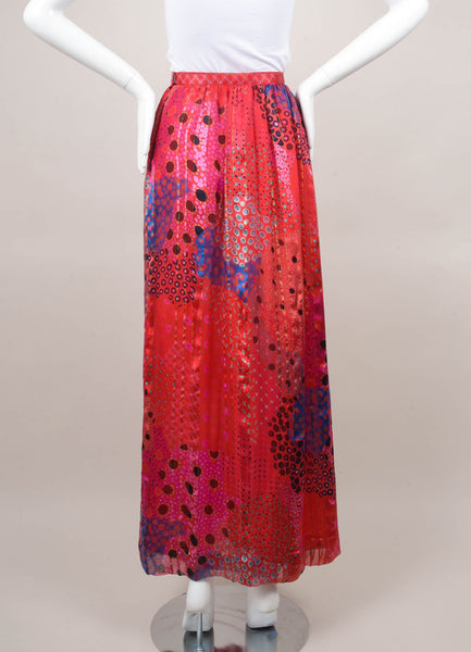 Pink, Red, and Multicolor Printed Long Skirt