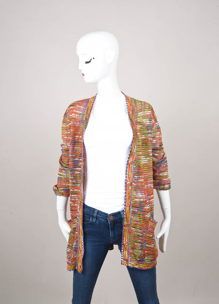 Multicolor Striped Knit Long Sleeve Cardigan