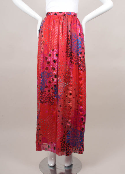 Pink, Red, and Multicolor Printed Long Skirt