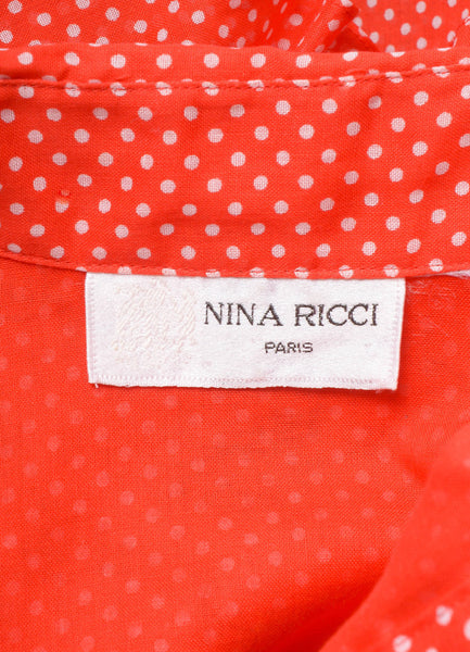 Red and White Polka Dot Print Ruffle Blouse